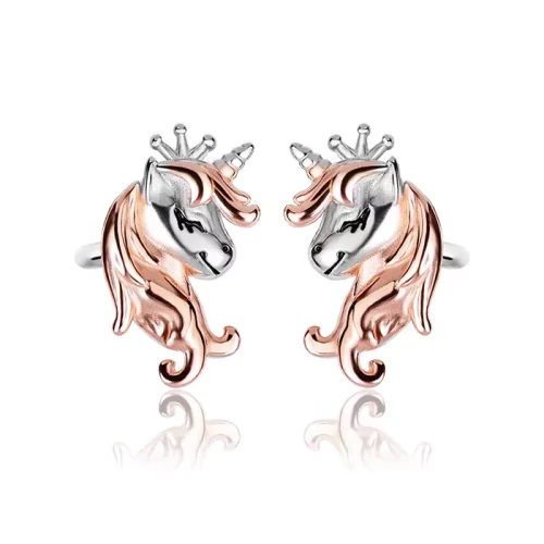 Kolczyki Srebrne dla dziewczynki Jednorożce Pozłacane sztyft.webp-Alola