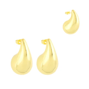 Kolczyki ze stali szlachetnej łezki sztyft  złote krople