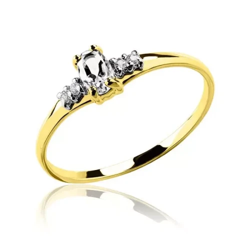 Złoty pierścionek 585 delikatny owalna cyrkonia