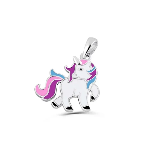 Zawieszka srebrna jednorożec dla dziewczynki kolorowa srebro 925