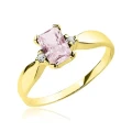 Złoty pierścionek z ametystem i cyrkoniami próba 585