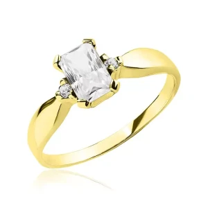 Złoty pierścionek z cyrkoniami próba 585