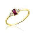 Pierścionek złoty z rubinem i cyrkoniami próba 585