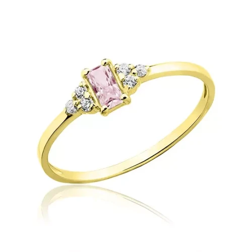 Pierścionek złoty z ametystem i cyrkoniami próba 585