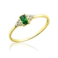 Pierścionek złoty ze szmaragdem i cyrkoniami próba 585