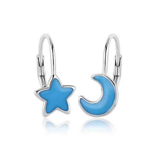 Kolczyki srebrne świecące w ciemności gwiazdki księżyc dla dzieci.webp-alola