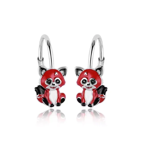 Kolczyki srebrne Panda Czerwona angielskie zapięcie Panda Ruda.webp-Alola