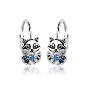 Kolczyki srebrne Szop Pracz dla dziewczynki Angielskie zapięcie