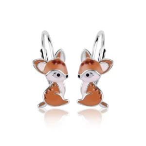 Kolczyki Srebrne Sarenki dla Dziewczynki Angielskie Zapięcie 