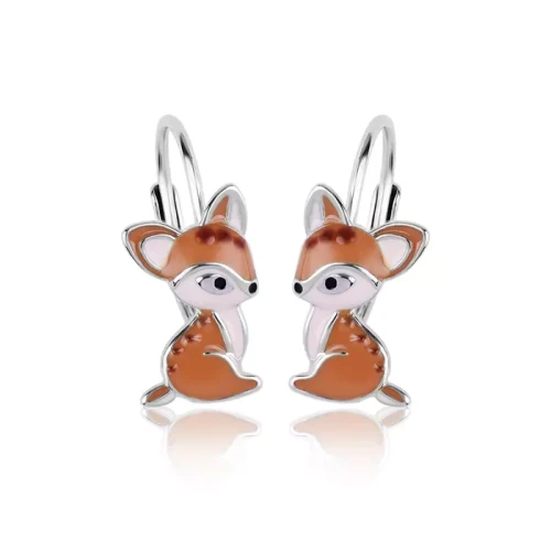 Kolczyki Srebrne Sarenki dla Dziewczynki Angielskie Zapięcie