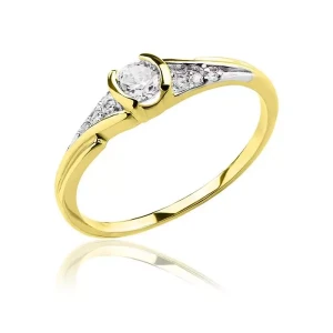 Złoty pierścionek z białą cyrkonią próba 585