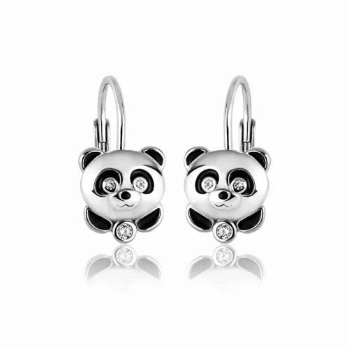 Kolczyki srebrne dla dziewczynki Panda angielskie zapięcie Pandy.webp-Alola
