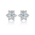 Kolczyki srebrne śnieżynki z cyrkoniami płatek śniegu wkrętki 925