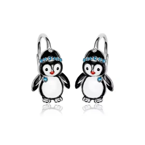 Kolczyki pingwinki angielskie zapięcie pingwin srebro 925