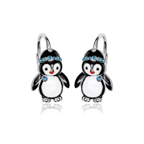 Kolczyki pingwinki angielskie zapięcie pingwin srebro 925