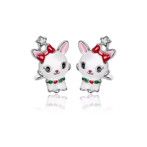 Kolczyki świąteczne kotki wkrętki srebro 925