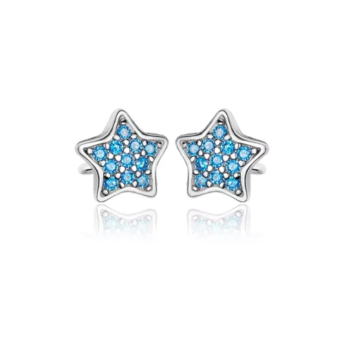 Kolczyki srebrne gwiazdki błękitne cyrkonie Matching.webp-Alola