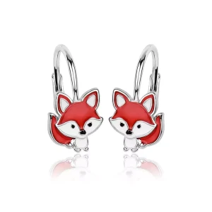 Kolczyki srebrne Liski dla dziewczynki angielskie zapięcie/ Rude liski