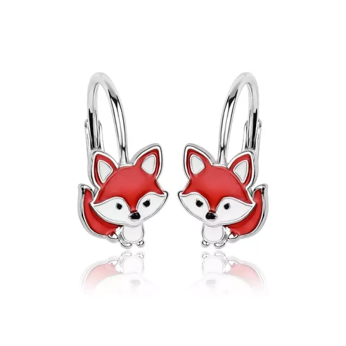 Kolczyki srebrne Liski dla dziewczynki angielskie zapięcie/ Rude liski.webp-Alola