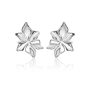 Kolczyki srebrne gwiazda betlejemska kwiatki rodowane wkrętki 