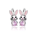 Kolczyki srebrne króliczki z różową cyrkonią angielskie zapięcie.webp-Alola