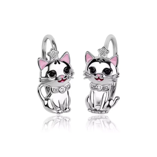 Kolczyki srebrne Kotki dla dziewczynki angielskie zapięcie.webp-Alola