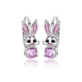 Kolczyki srebrne zajączki angielskie zapięcie/ kolczyki dla dzieci z różową cyrkonią.webp-Alola