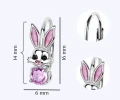 Kolczyki srebrne zajączki angielskie zapięcie/ kolczyki dla dzieci z różową cyrkonią rozmiary.webp-Alola