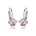 Kolczyki srebrne łapki różowe angielskie zapięcie dla dziewczynki