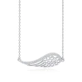 Srebrny naszyjnik skrzydło z cyrkoniami rodowany