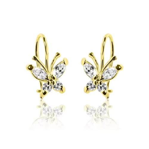 Złote kolczyki motylki dla dziewczynki na biglu próba 585