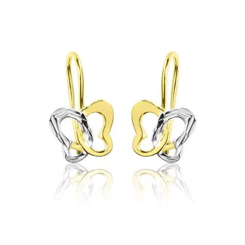 Złote kolczyki motylki rodowane na biglu próba 585