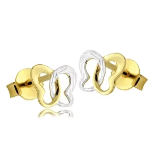 Kolczyki motylki rodowane złoto próba 585 wkrętki