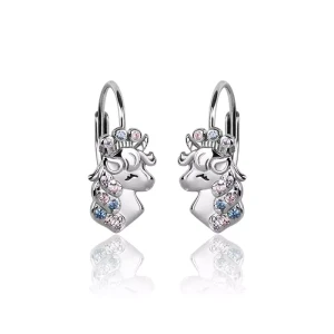 Srebrne kolczyki jednorożce dla dziewczynki unicorn 925