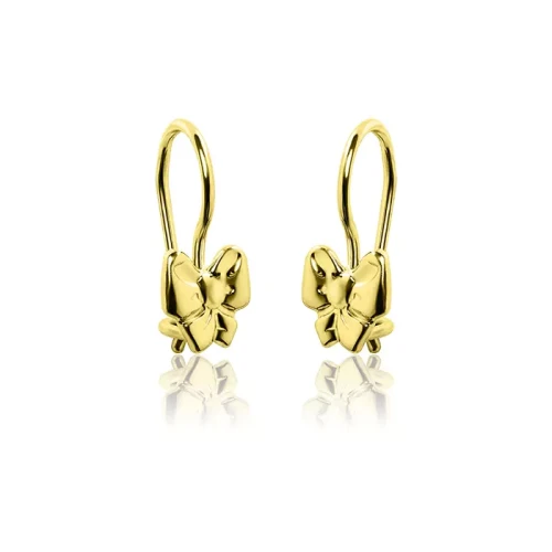 Kolczyki złote kokardki na biglu złoto 585 dla dziewczynki