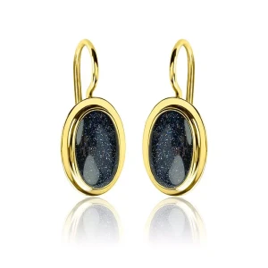 Złote kolczyki duży kamieniem Noc Kairu na biglu wiszące próba 585