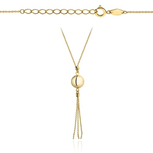 Celebrytka naszyjnik złota kulka z wiszącymi łańcuszkami 585 krawatka