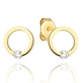 Kolczyki złote ring z jedną cyrkonią na dole 585