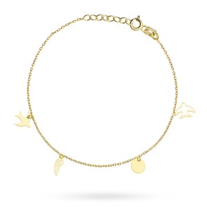 Bransoletka z elementami jaskółka, skrzydło Anioła, pełne kółko