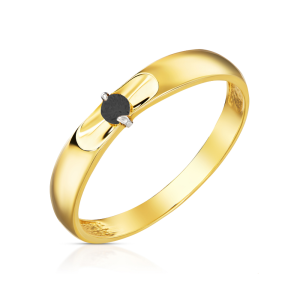 Pierścionek złoty klasyczny z kamieniem w kolorze czarnym