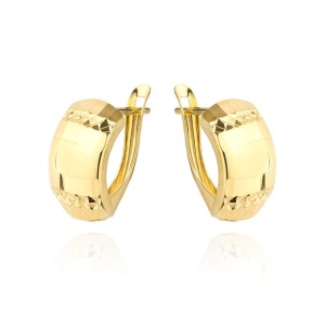 Kolczyki złote dwa poprzeczne diamentowane paski