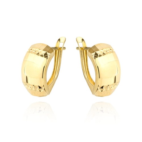 Kolczyki złote dwa poprzeczne diamentowane paski