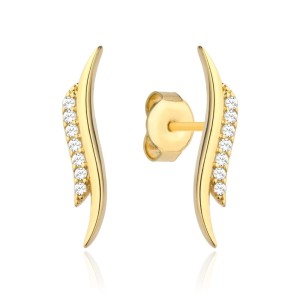 Kolczyki złota i z cyrkonii delikatna fala