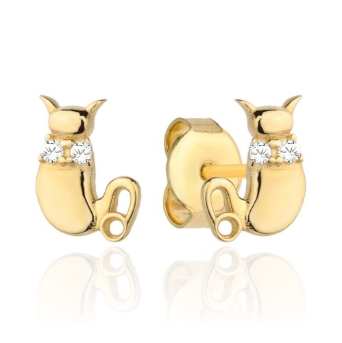 Kolczyki złote kotki dla dziewczynki 585 chrzest/ komunia /roczek