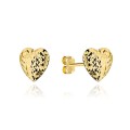 Kolczyki złote super lekkie serca diamentowane 585