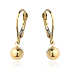 Kolczyki złota gładka kulka na angielskim zapięciu