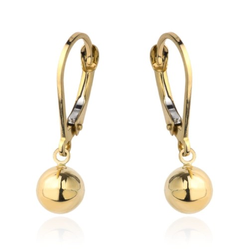 Kolczyki złota gładka kulka na angielskim zapięciu