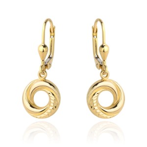 Kolczyki złote kółka z delikatnym diamentowaniem