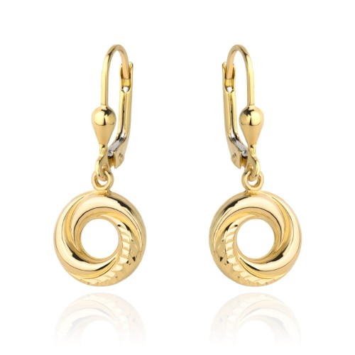 Kolczyki złote kółka z delikatnym diamentowaniem