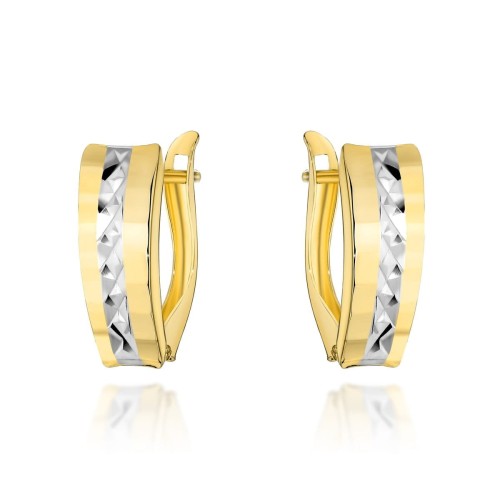 Kolczyki złote diamentowane z paskiem w środku